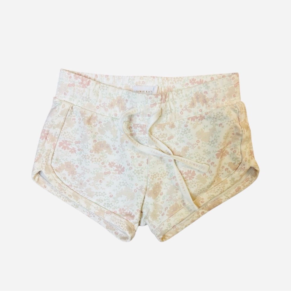 Jamie Kay | Organic Cream and Pink Floral Track Shorts
